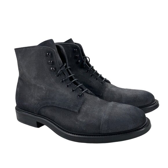 To Boot New York Burkett Cap Toe Lace Up Boots Mens 10M Gray Suede Lug Sole - Picture 1 of 10